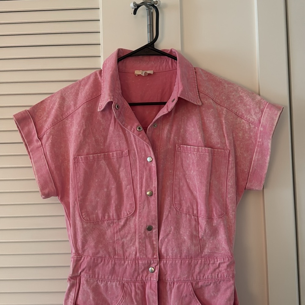 Pink Utility Romper - Picture 2 of 6